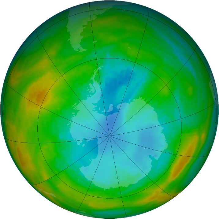 Antarctic ozone map for 16 August 1982